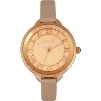 Bertha Sunglasses Madison Sunray Dial Leather-Band Watch in Light Pink/rose Gold at Nordstrom