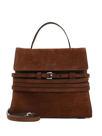 Moschino Su&egrave;de handtas met gespdetail - Bruin