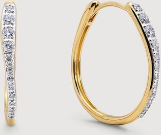 Monica Vinader Gold Riva Pavé Diamond Medium Hoop Earrings Lab Grown Diamond