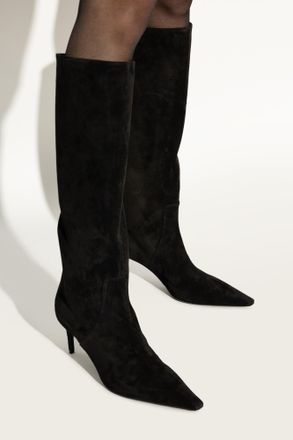 Dolce & Gabbana Suede Heeled Boots, Womens, Black