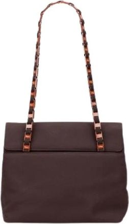 Ferragamo Pre-owned Shoulder Bags, female, Brown, Size: ONE SIZE Pre-owned Canvas Shoulder Bag