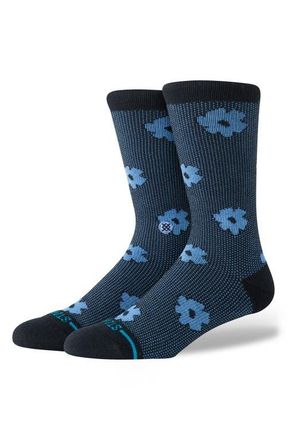 Stance Digital Daisy Jacquard Crew Socks in Black at Nordstrom, Size Large