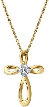 LuvMyJewelry Lightbound 0.02 Cts Natural Diamond Cross 14K Gold Pendant in 14K Yellow Gold at Nordstrom