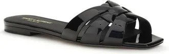 Saint Laurent Womens Black Calf Leather Bos Taurus Ballet Flats