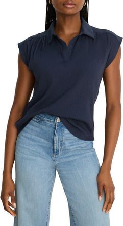 Nic+Zoe Coastal Crinkle Cotton Blend Top in Dark Indigo at Nordstrom, Size Xx-Large