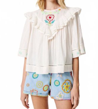 Manoush Sarah Print Top In White