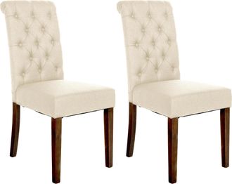 Clp Clp - Set De 2 Sillas De Comedor Lisburn En Tela O Terciopelo Crema Tela