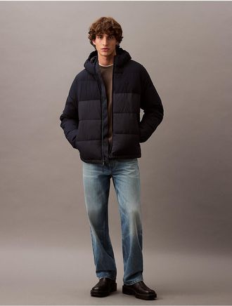 Calvin Klein Mens Heavyweight Hooded Puffer Jacket - Navy - XS