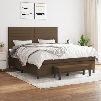 vidaXL Vidaxl - Cama Box Spring Con Colch&oacute;n Tela Marr&oacute;n Oscuro 160x200 Cm