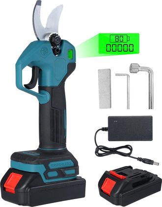 OEM Podadora El&eacute;ctrica Sin Escobillas, Di&aacute;metro De Corte De 30 Mm, Hoja Forjada De Acero Al Carbono Sk5, Pantalla Lcd, Funciona Con Bater&iacute;a, Temporizador 