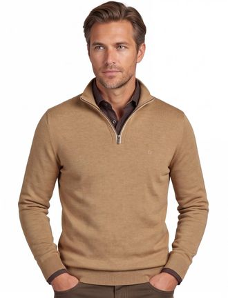 Casamoda Casa Moda half zip pullover effen camel