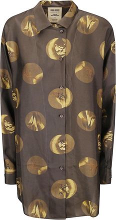 Uma Wang Oversized Printed Shirt With Front Button Closure And Regular Collar