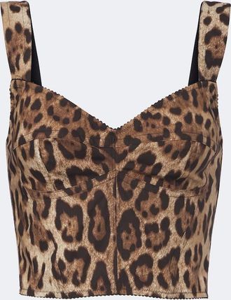 Dolce & Gabbana Leopard-print cotton-blend bustier top
