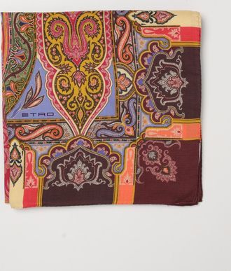 Etro Iconic Paisley Print Wool and Silk Blend Scarf