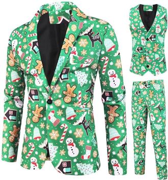 Generic 3 Piece Suit for Men Christmas Suits One Button Slim Fit Suit