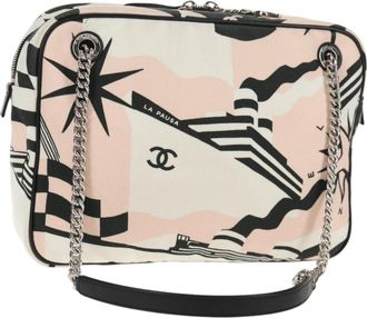 Chanel La Pausa Bay Camera Case Bag Printed Canvas Pink Canvas Bag (Pre-Owned)