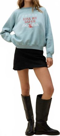 Daydreamer Kiss My Aspen Shrunken Raglan Sweatshirt In Blue