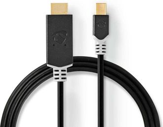 Nedis Cable Mini Displayport Displayport 14 Mini Displayport Hane Contacto Hdmi 48 Gbps Guldplaterad 200 Metros Redondo Pvc Antracita Manga De Plastico