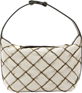 Bottega Veneta Beige & Brown Canvas, Leather & Woven Wallace Mini Shoulder Bag (Authentic Pre-Loved)