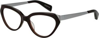Yohji Yamamoto Bruine Cat Eye Optische Frames met Hoes - Dames - Brillen - Bruin - ONE Size - Accessoires