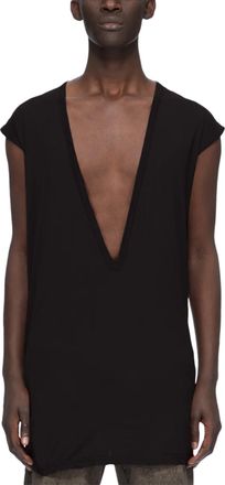 Rick Owens Dylan T Relaxed Deep V-Neck Cotton T-Shirt