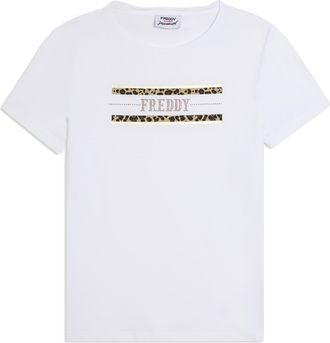 Freddy T-shirt Manica Corta con Dettagli Animalier e Borchie