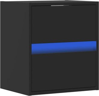 vidaXL Vidaxl - Wall-mounted Bedside Cabinets with led Lights 2 pcs Black