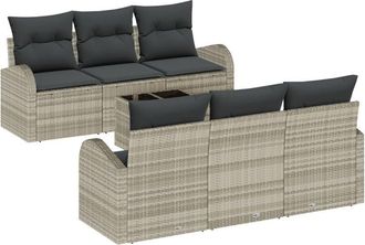 vidaXL Garden Sofa Set Light Grey 55 x 55 x 37 cm Poly Rattan vidaXL