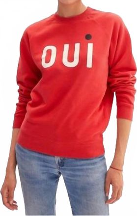 Clare Vivier Long Sleeve Crewneck Oui Sweatshirt In Super Red