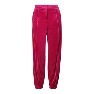 Blanca Vita Roze Velvet Broek Hoge Taille Chic Design - Dames - Sweatpants - Roze - 2XS - Polyester - Broeken