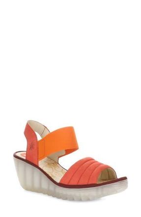 FLY London Yiko Platform Wedge Sandal in 003 Devil Red Cupido at Nordstrom Rack, Size 10-10.5Us / 41Eu
