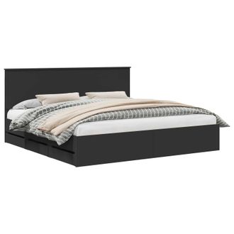 vidaXL Estructura De Cama Negro 200 X 200 Cm Madera Ingenieril Vidaxl