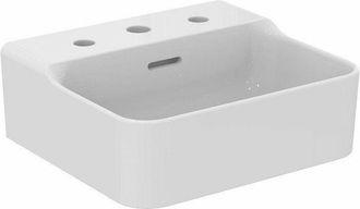Ideal Lavabo De Mano Conca 400x350x165mm Blanco Con Idealplus 3 Orificios Para Grifer&iacute;a, Con Rebosadero Ideal Standard