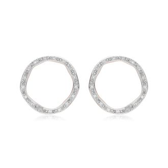 Monica Vinader Rose Gold Riva Large Circle Stud Diamond Earrings Diamond