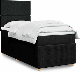 vidaXL Cama Box Spring Con Colch&oacute;n Tela Negro 90x200 Cm Vidaxl