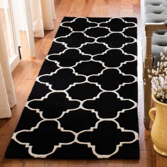 Safavieh Chatham Hand Made Area Rug, Black / Ivory Contemporary Style Non-Shedding