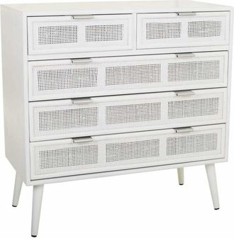 Wanderlust Deco Cómoda de madera y rejilla blanca 80x39.5x81