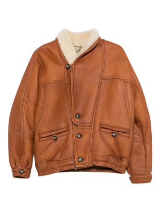 A.N.G.E.L.O. Vintage Cult 1980s leather jacket - men - Sheep Skin/Shearling/Calf Leather - 46 - Brown