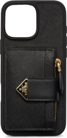 Prada Leren iPhone 16 Pro Max hoesje - Zwart