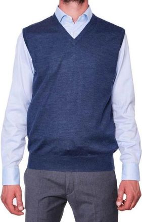 La Fileria Hoodies & Sweatshirts Mouwloos V-hals Stijl - Heren - V-hals truien - Blauw - L - Polyester - Truien & Vesten