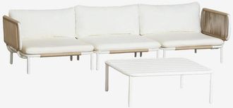 Sklum Sklum - Sof&aacute; Modular De Jard&iacute;n De 3 Piezas Con 2 Sillones Esquineros Y Mesa De Centro Roubly