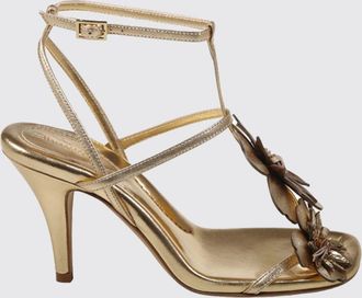 Zimmermann Sandali Belara in pelle laminata oro con applicazione floreale