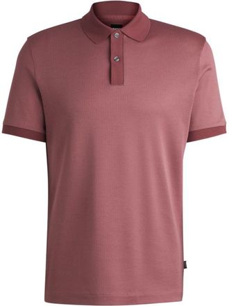 BOSS Structured-cotton polo shirt with solid trims