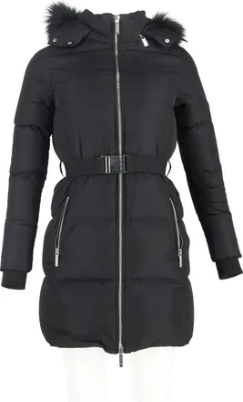 Michael Kors Pre-owned Womens 3/4 Belted Puffer Coat in Black Nylon - Size X-Small