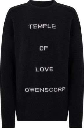 Rick Owens Temple Round Neck Sweater - Heren - Ronde hals truien - Zwart - M - Wol - Truien & Vesten