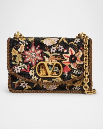 Valentino Garavani Vain Small VLOGO Floral Beaded Shoulder Bag