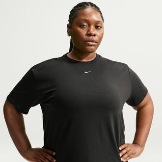 Nike Womens One Relaxed Dri-FIT Short-Sleeve Top (Plus Size) in Black | FN2816-011