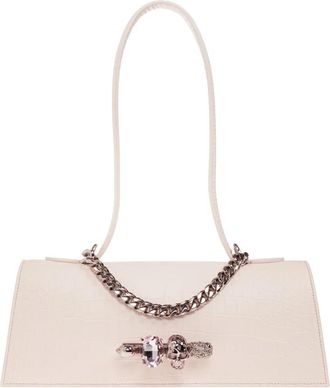 Alexander McQueen Leren tas met juwelen - Dames - Schoudertassen - Roze - ONE Size - Leer - Tassen