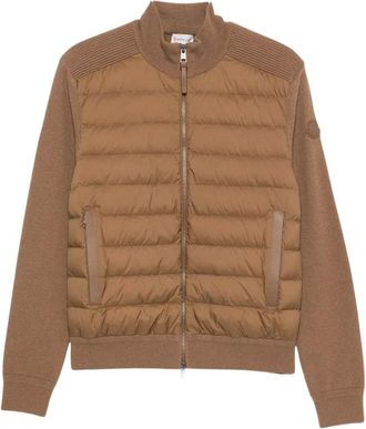 Moncler Jassen, Heren, Bruin, M, Panelled Cardigan