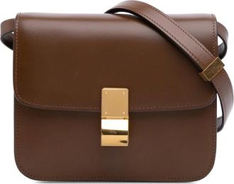 Celine Pre-owned Cross Body Bags, female, Brown, Size: ONE SIZE Pre-owned Structured Leather Shoulder Bag with Adjustable Strap and Metal Closure